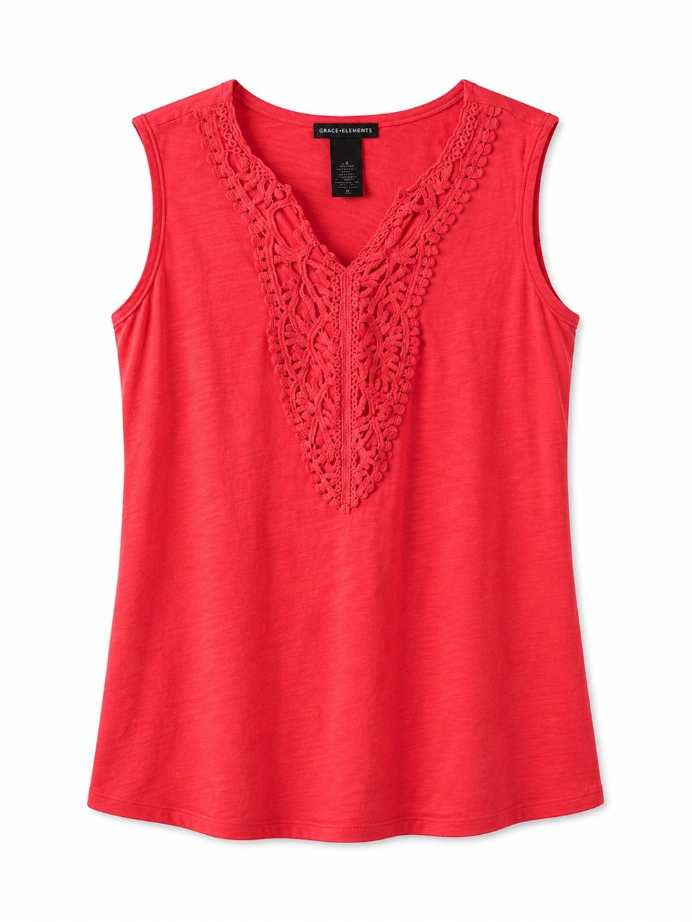 Grace Elements Coral Crochet-Trim V-Neck Tank